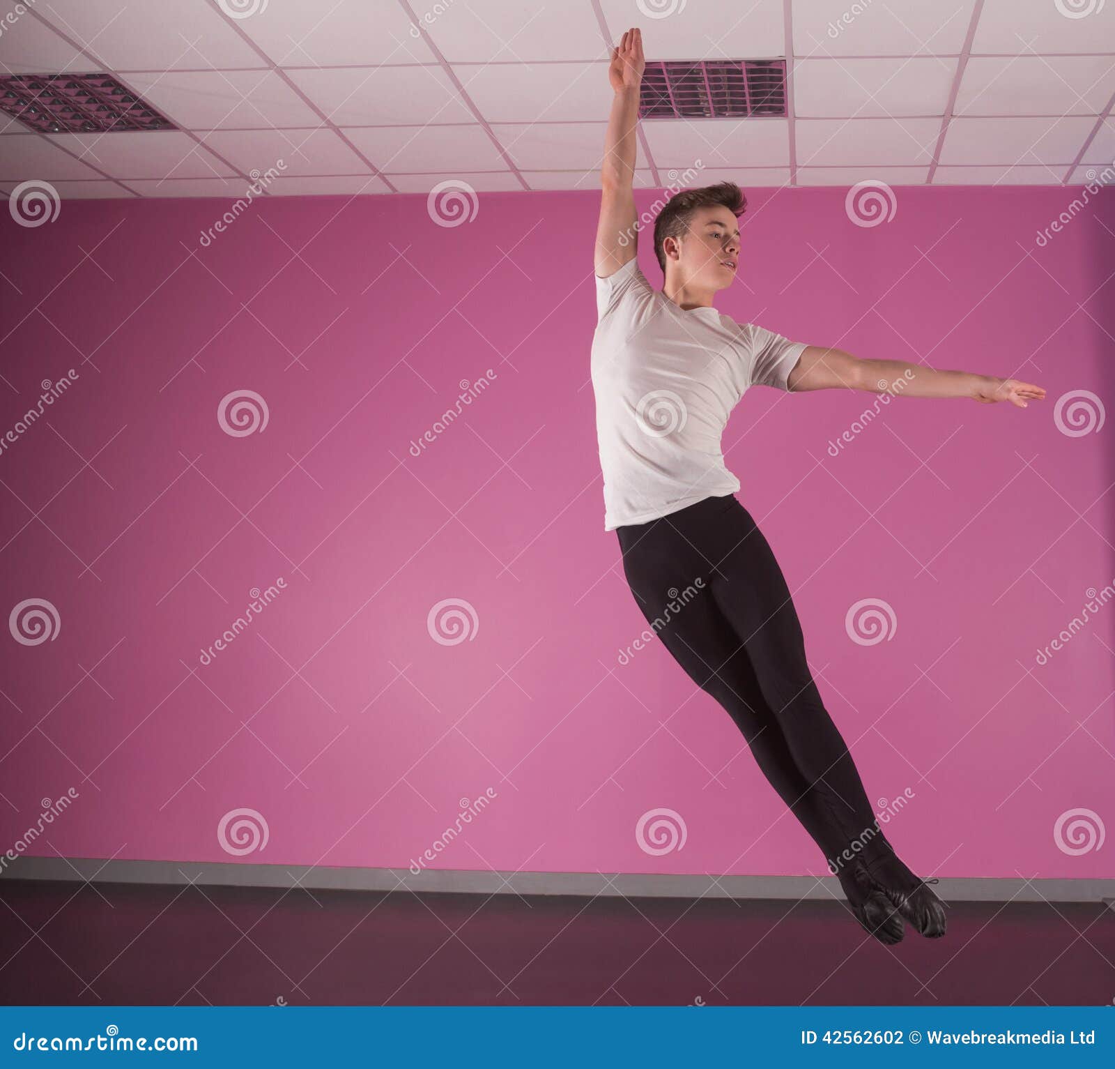 Focused Male Ballet Dancer Leaping Up Stock Photo Image of elegant
