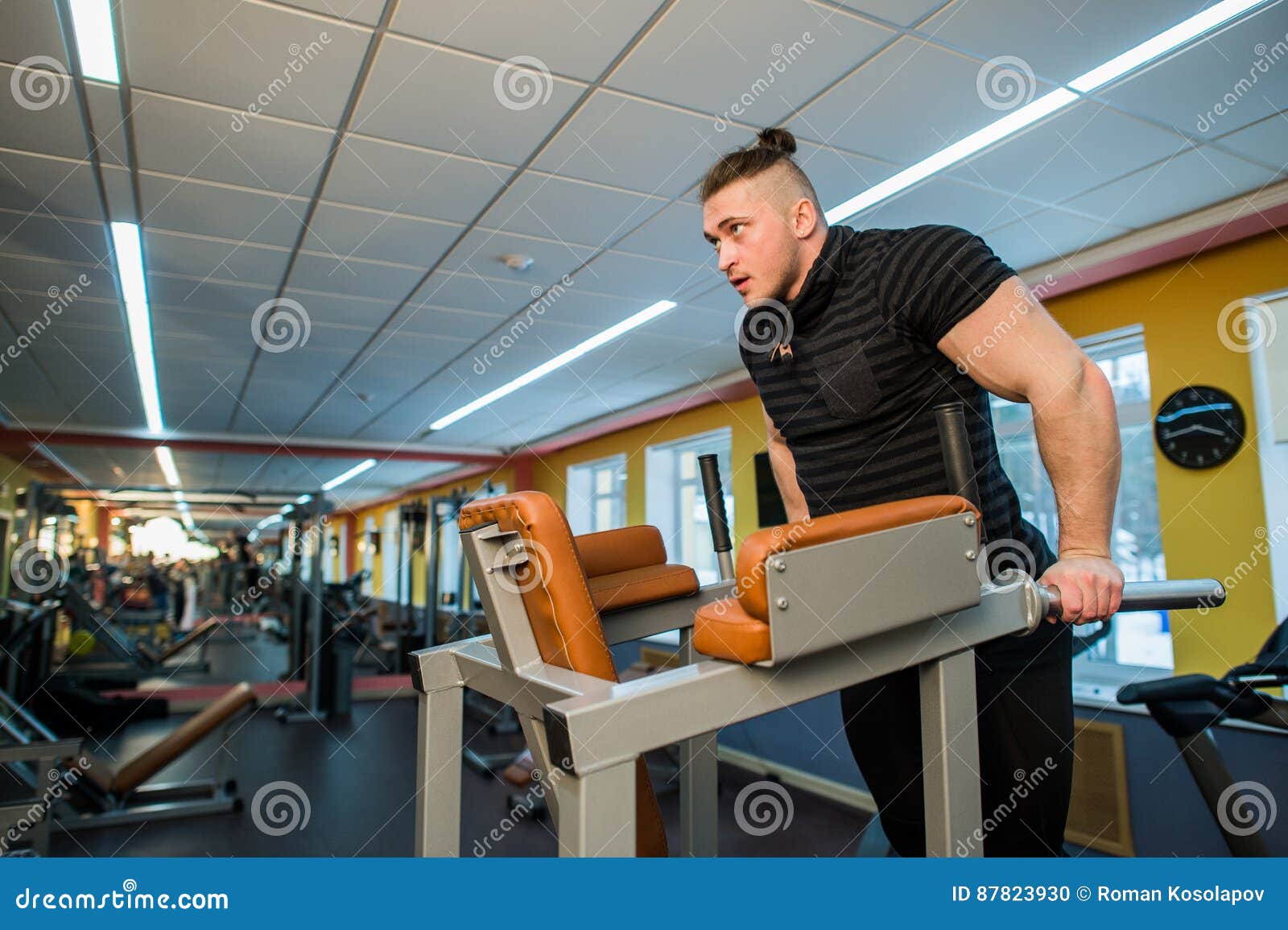 Focused Man Doing Dips in the Gym Stock Photo Image of arms, muscle