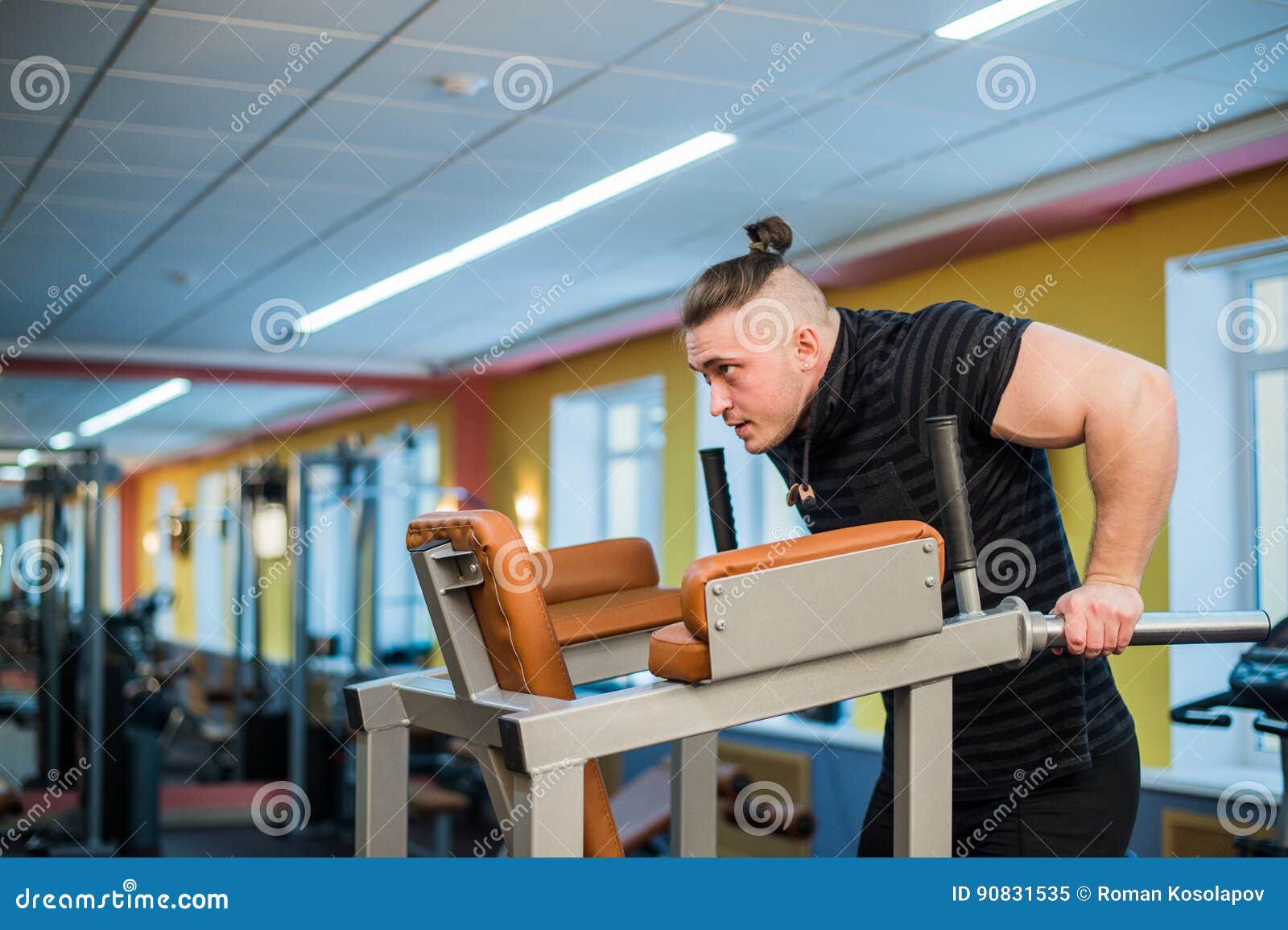 Focused Man Doing Dips in the Gym Stock Image Image of gymnast