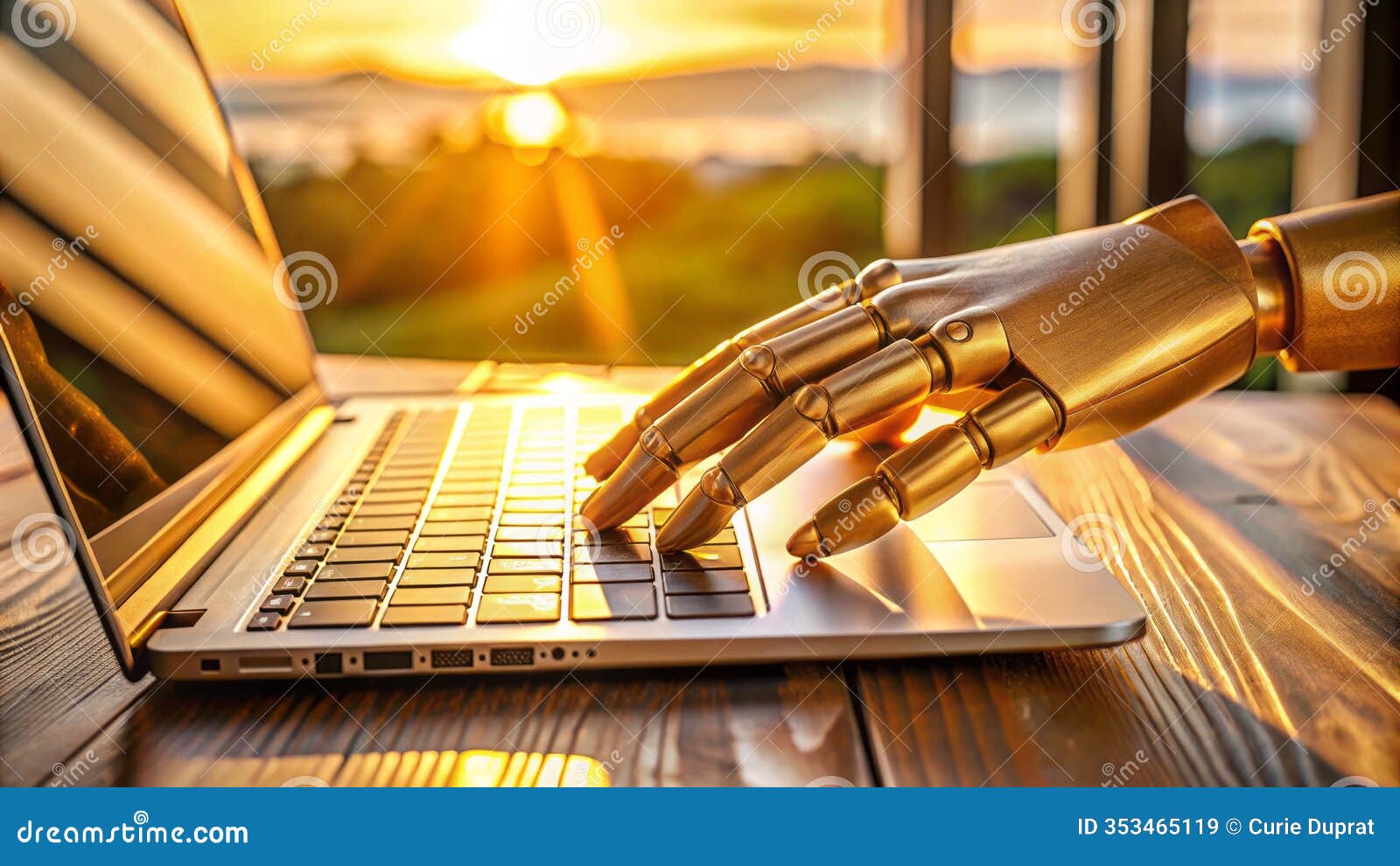 focused morning business closeup laptop typing hands from a wormseye perspective