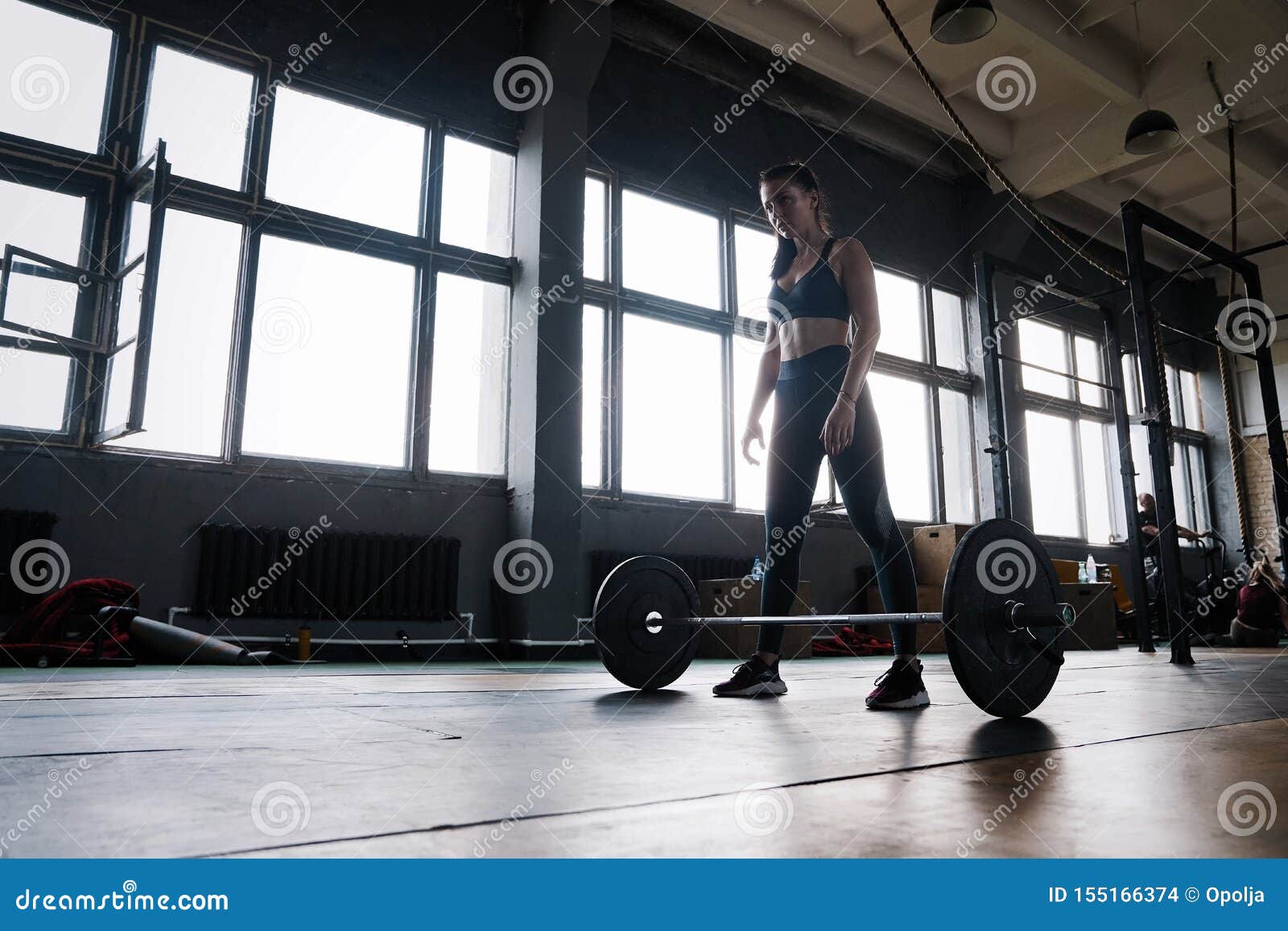 Attractive Strong Muscular Female Bodybuilder Doing Heavy Duty Squats ...