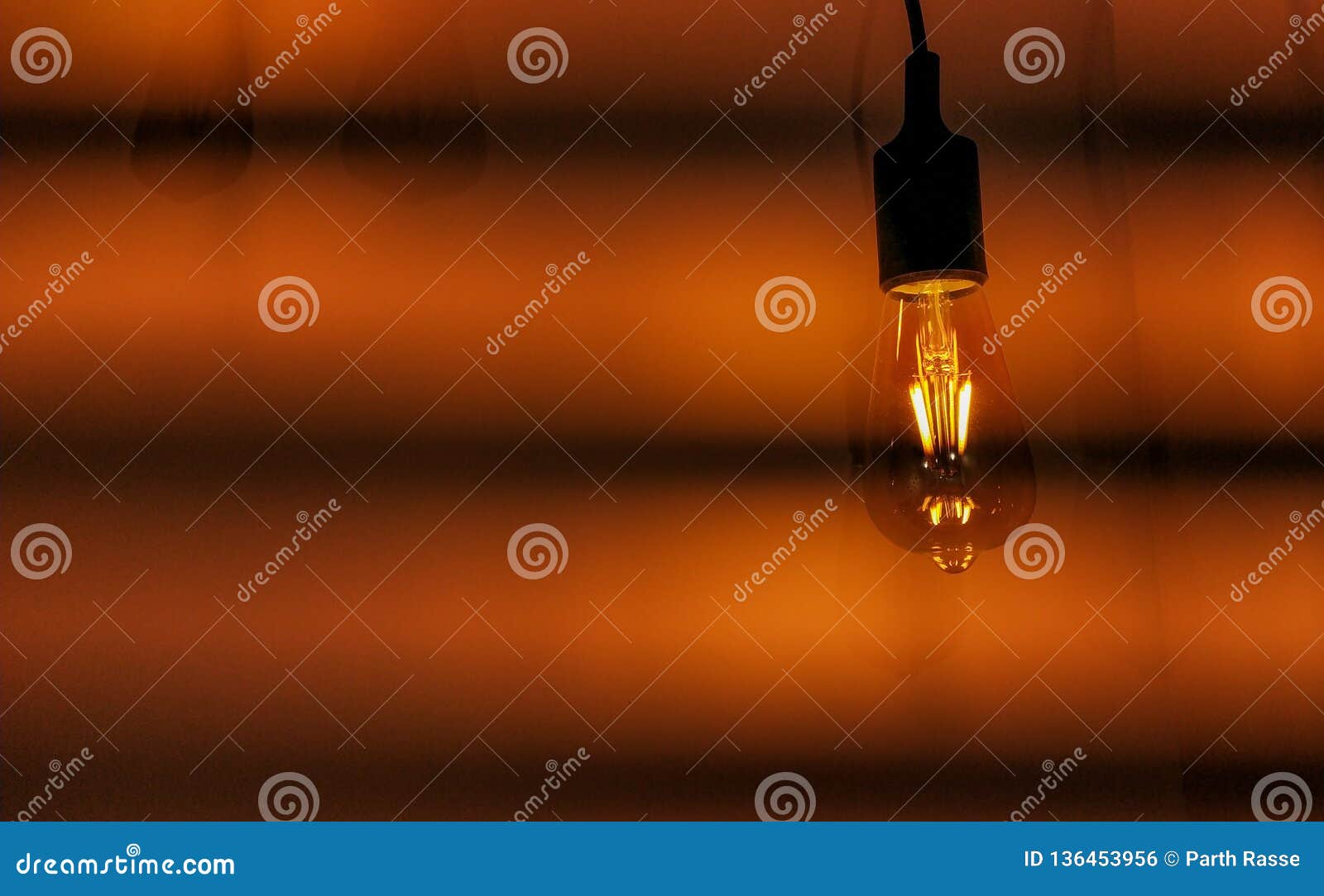 Focused Yellow Light Glass Bulb with Fixture and Gradient Light Stock