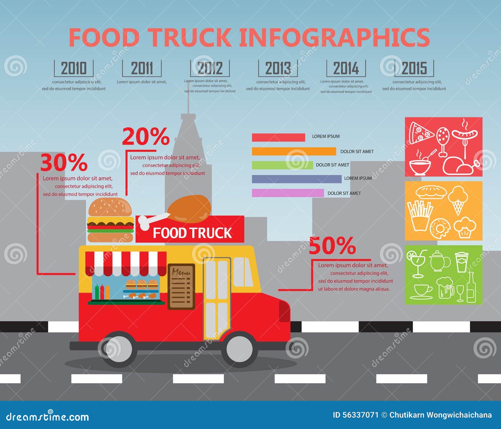 fod truck infographics fast food small business concept elements background can be used statistic business data web 56337071