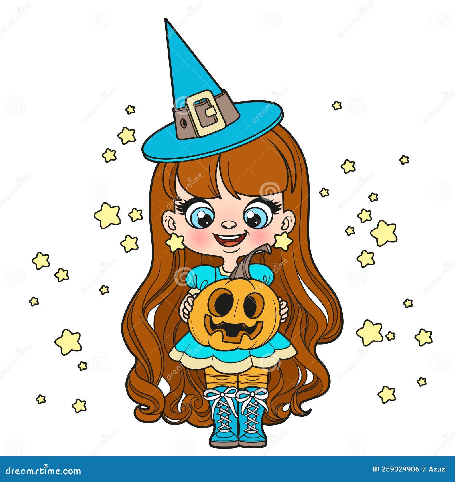 Fundo Uma Bruxa Fofa De Halloween Com Abóbora Fundo, Dia Das