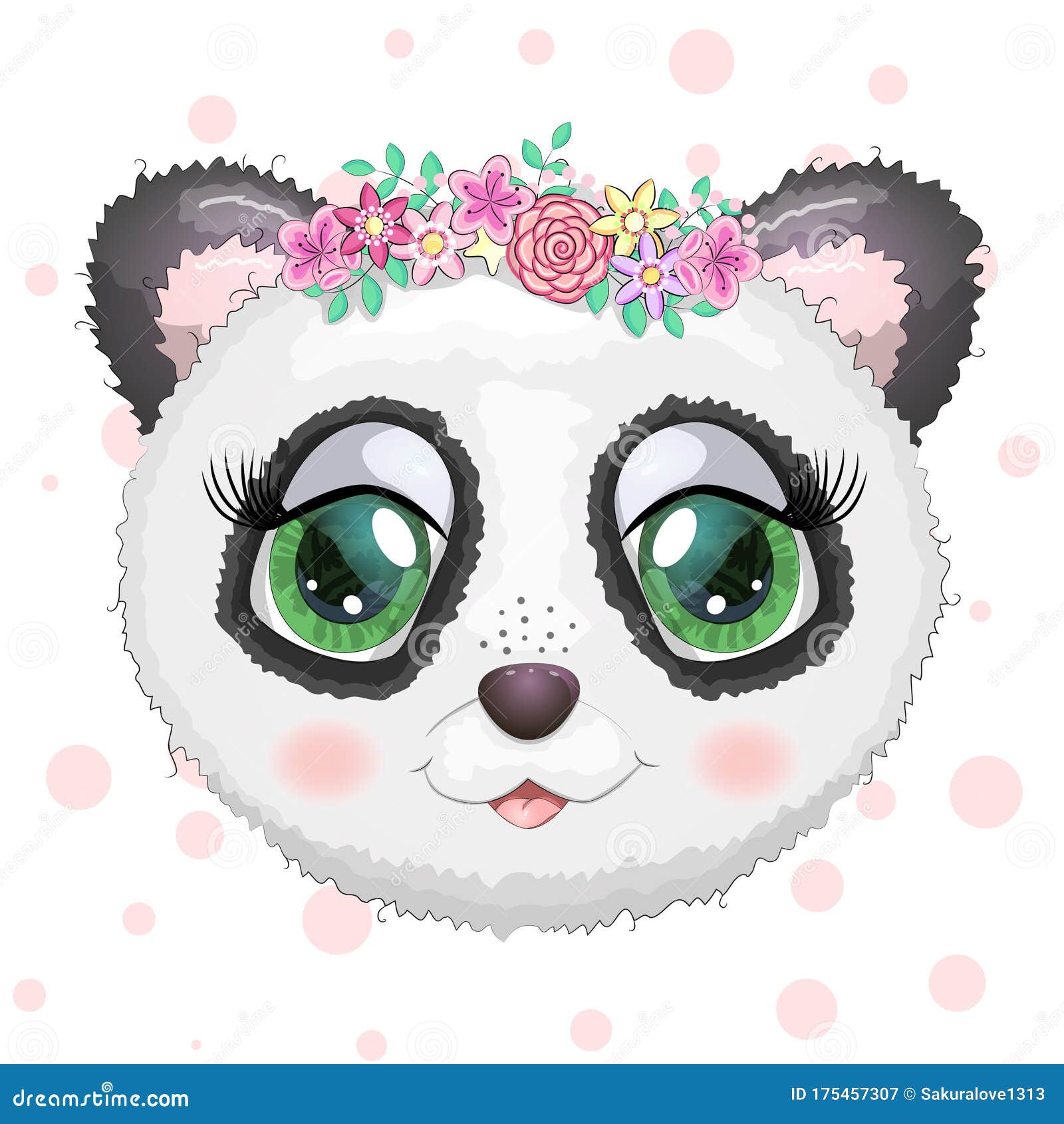 Ilustração do panda bonito dos desenhos animados com flor