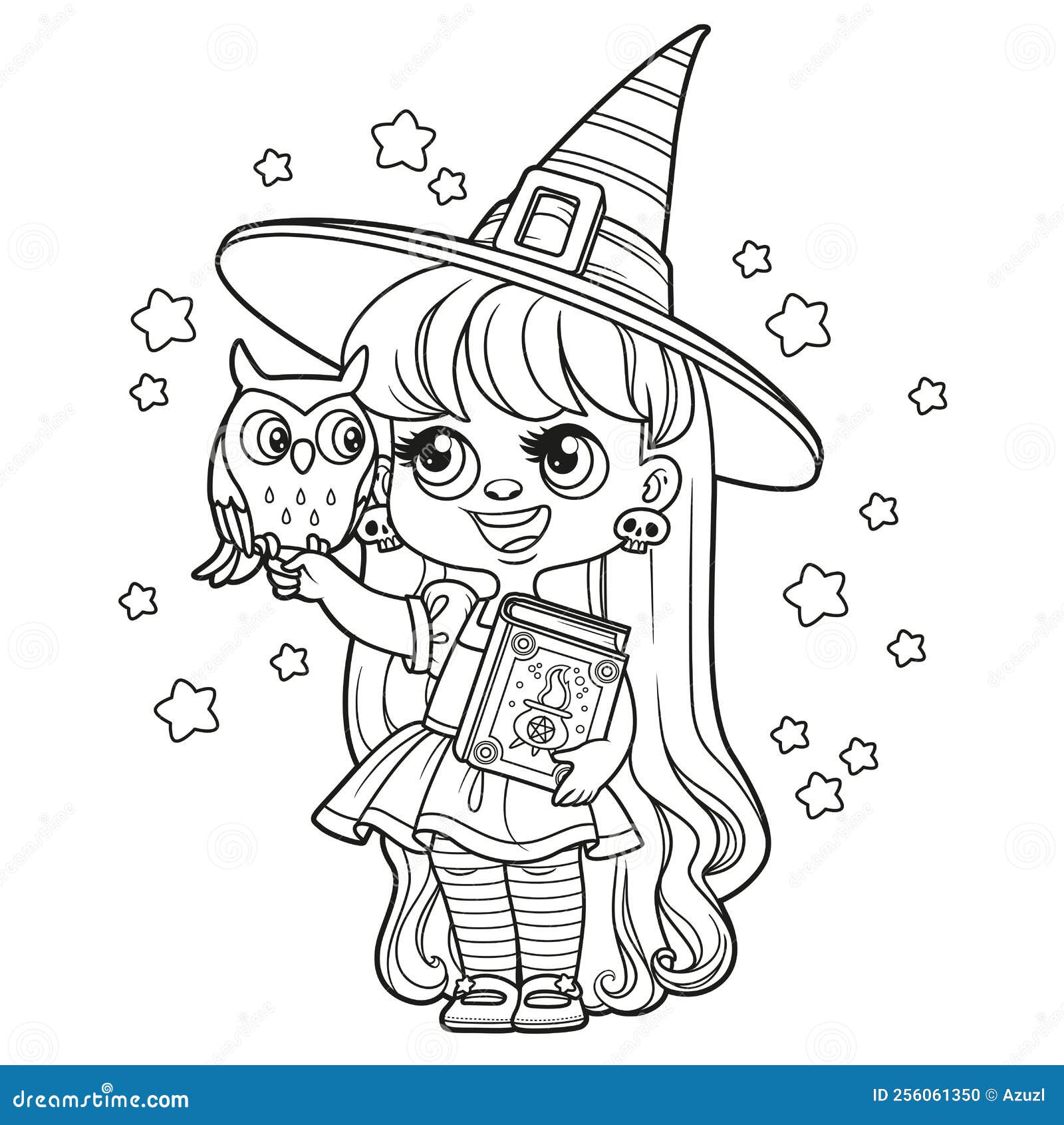 Desenho de colorir desenho animado de halloween desenhado à mão