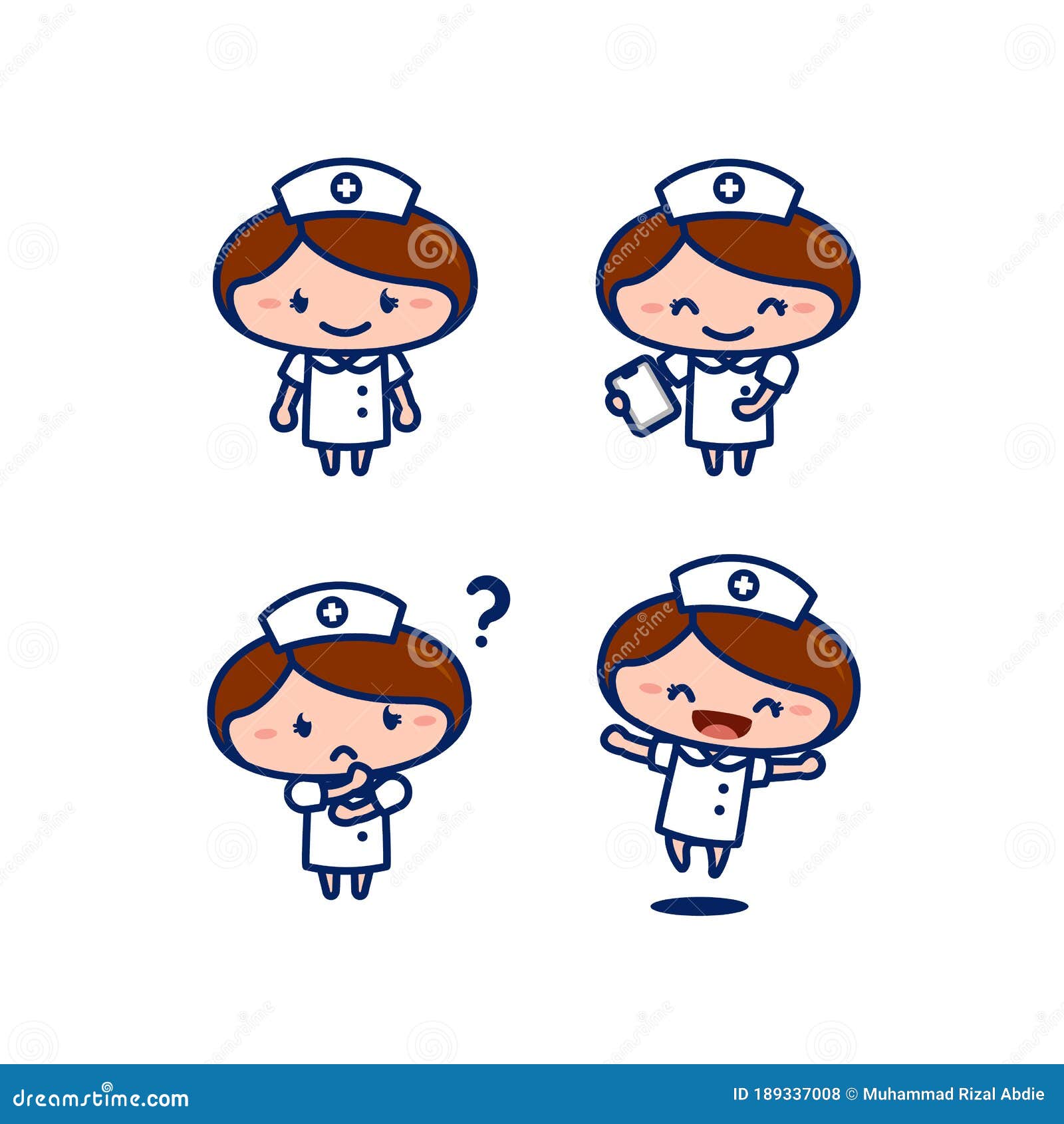 Fofo De Enfermeira Médica Personagem De Desenho Animado No Estilo