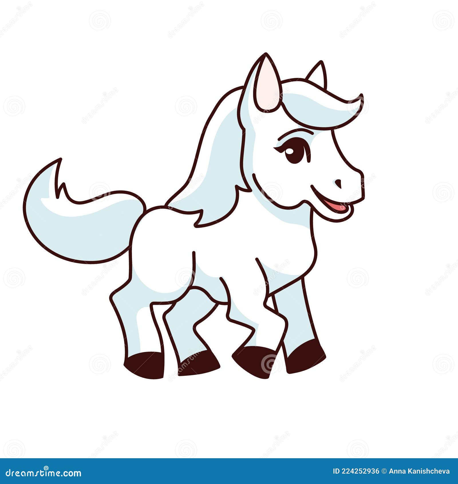 Desenho de ilustração de cavalo fofo para crianças e bebês