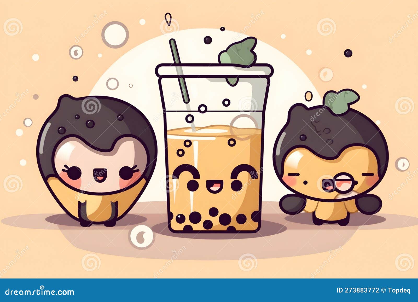 Fofo Kawaii Bubble Tea Bebe Personagens De Desenho Animado