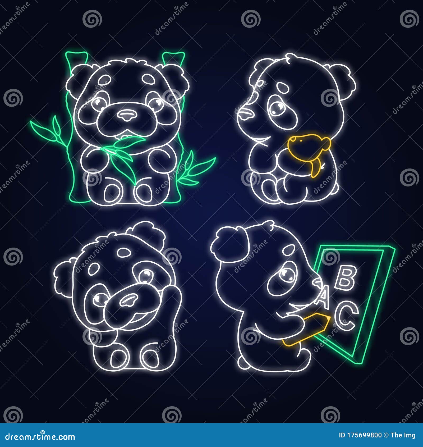 panda bonito comendo personagem de desenho animado de bambu kawaii. animal  adorável, feliz e engraçado desfrutar