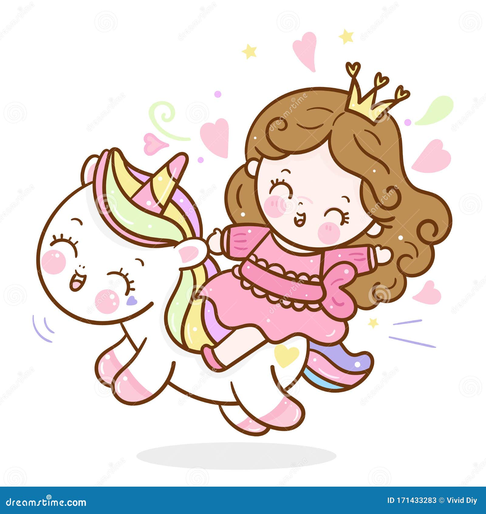 Bonito Unicórnio Desenho Animado Pônei De Fadas Vector De Criança Com Fundo  Doce: Série Fairytale Kawaii Animais Cavalo (bonito Doodles Girly).  Perfeito Para Crianças De Berçário, Cartão, Bebê Chuveiro Menina, Design De