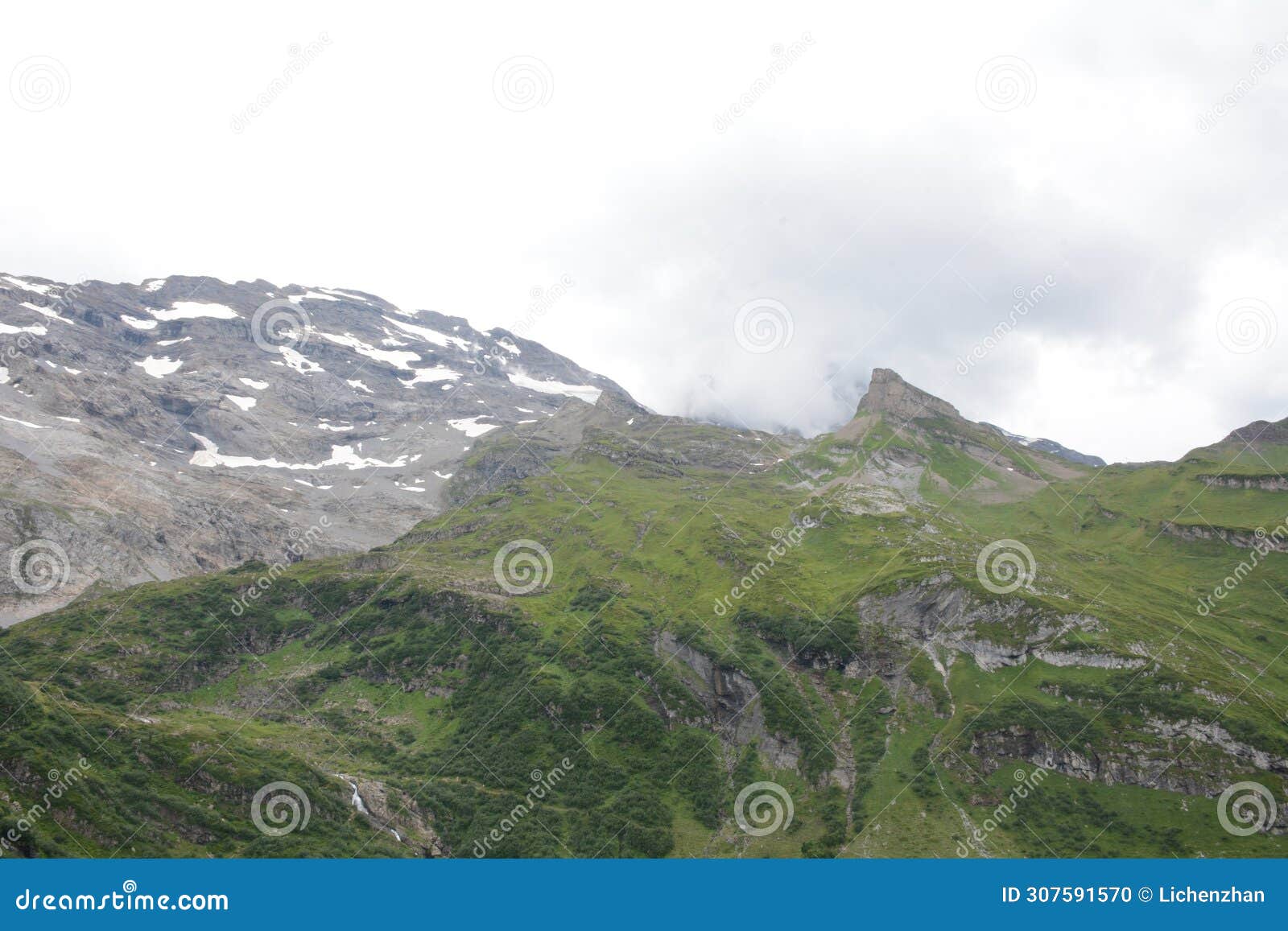 fog and snow scene in mount titlis scene in switzerland