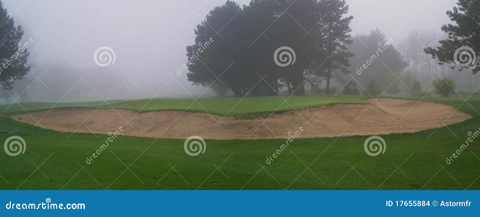 foggy golf bunker