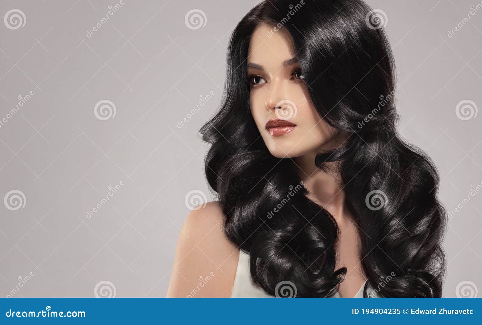 Black Haired Woman with Voluminous, Shiny and Curly Look Aside Stock Image - Image of hairwaves, eyelids: 194904235 Black Haired Woman with Voluminous, Shiny and Curly Look Aside Stock Image - Image of hairwaves, eyelids: 194904235