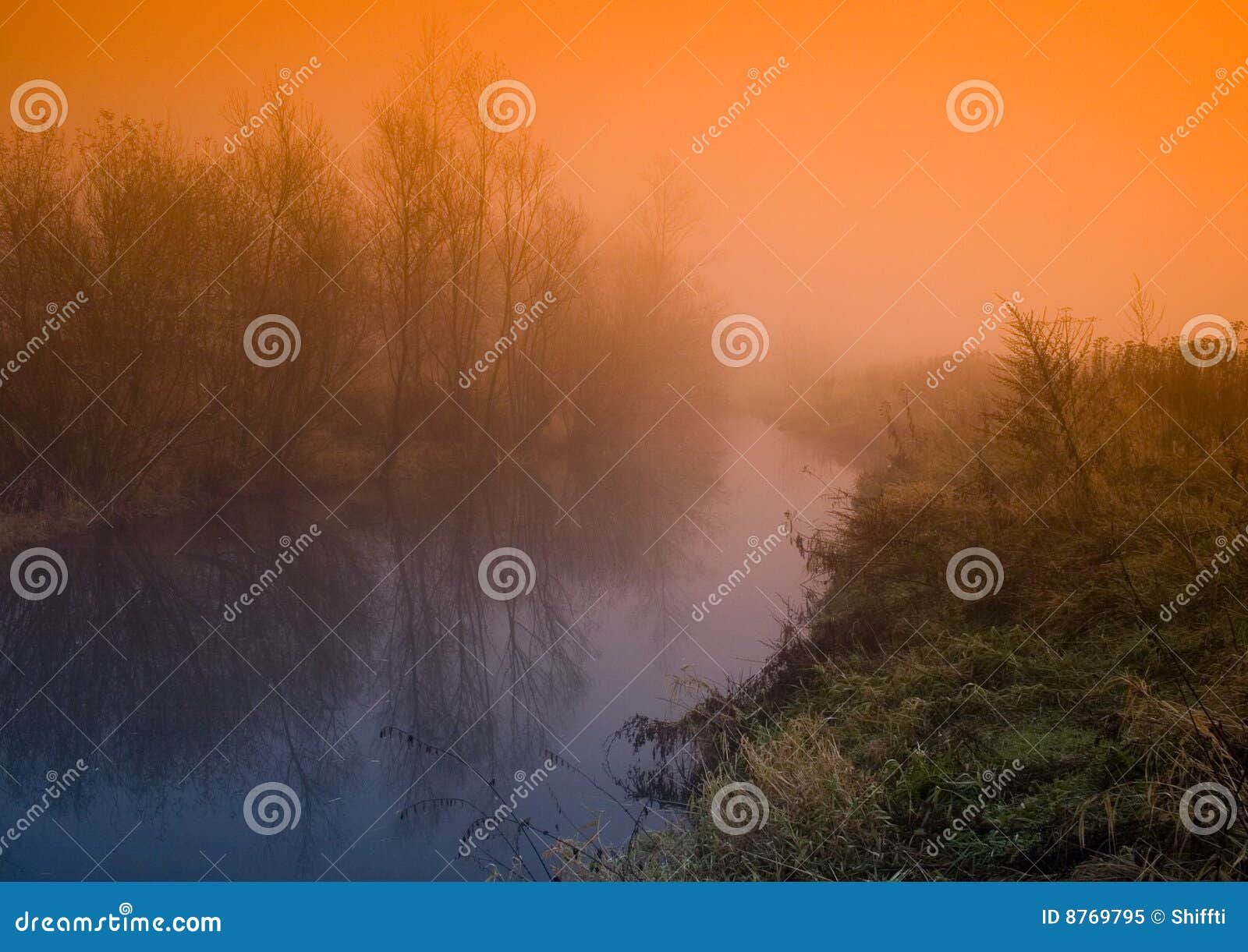 Foggy morning and non-urban scene in southern Poland