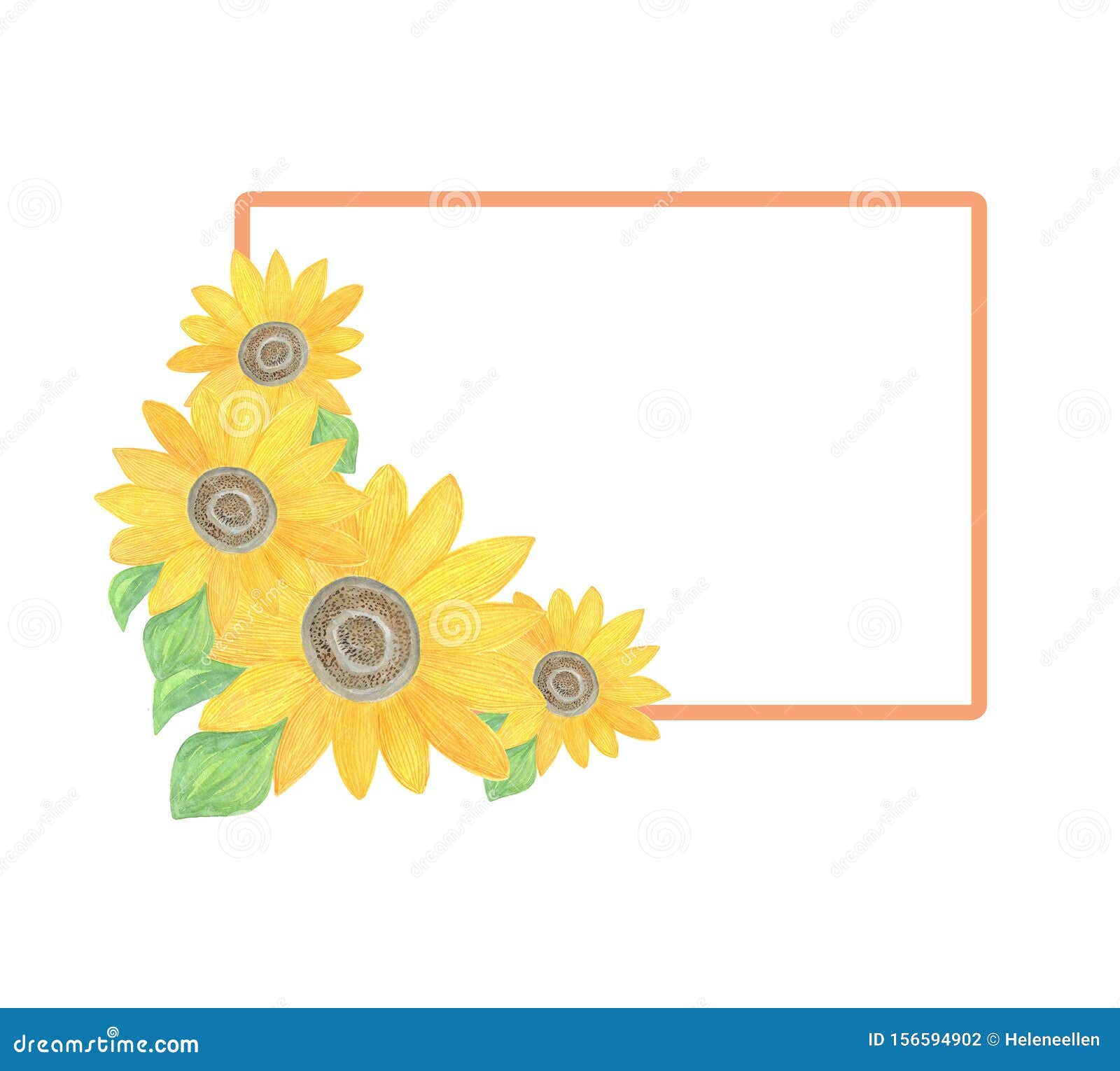 Fogli Rettangolari Disegnati A Mano Di Girasole Illustrazione Per Biglietti Di Auguri Inviti A Nozze E Vacanze Autunnali Illustrazione Di Stock Illustrazione Di Giardino Botanico