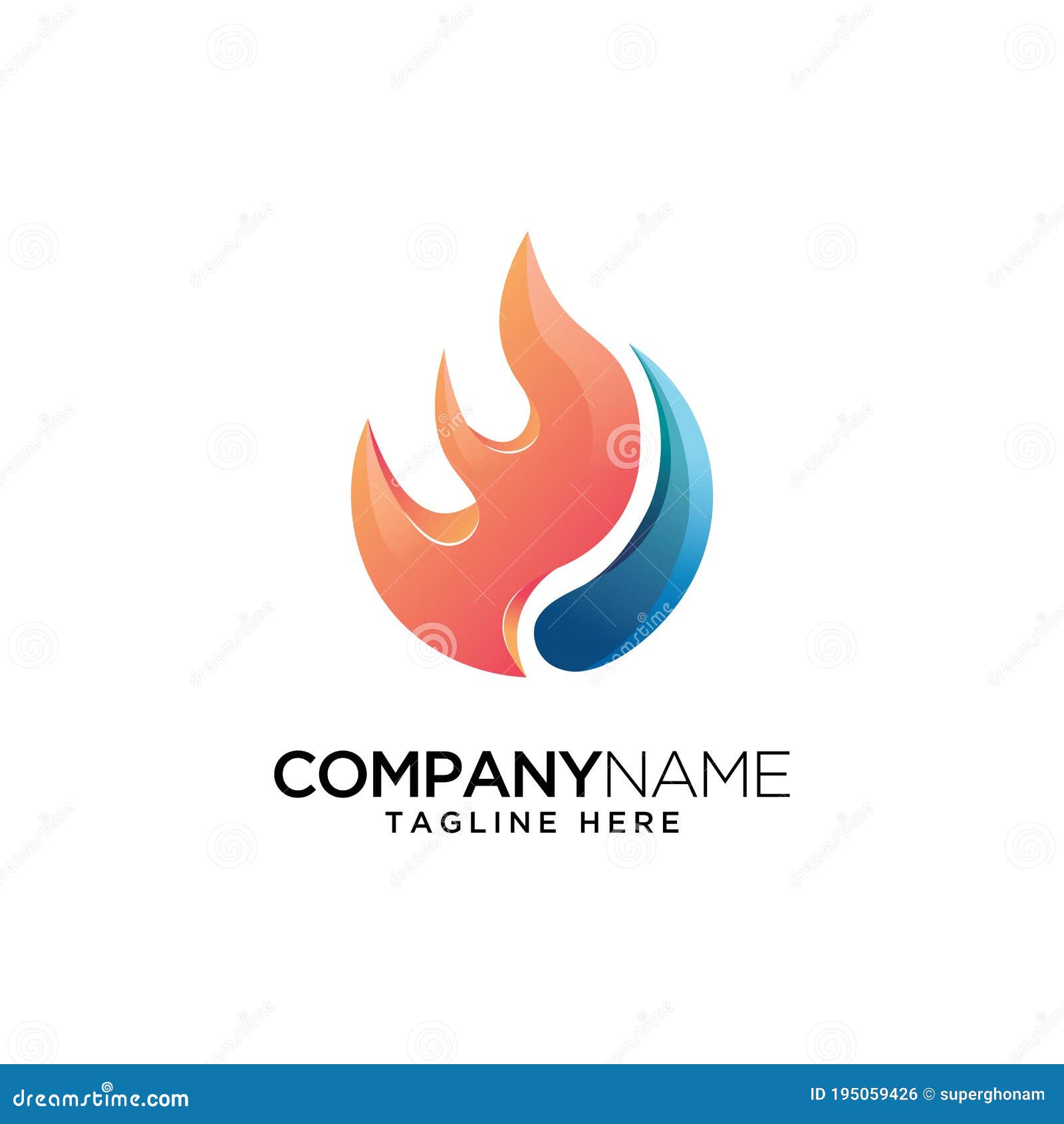 Design de logotipo de combinação de fogo e água