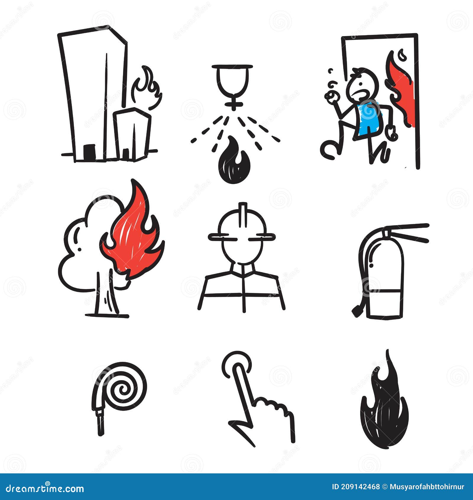 Ilustração de ícone de fogo desenhado à mão