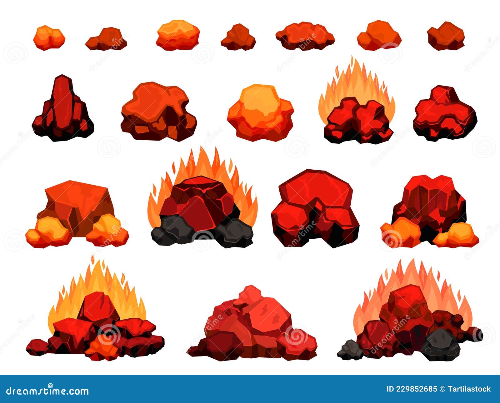 Desenhos Animados Queima Carvão Fogo imagem vetorial de