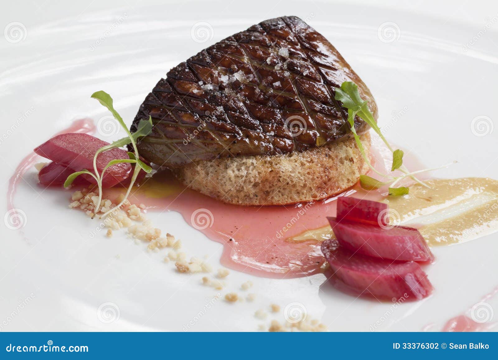 Pan Seared Foie Gras Appetizer On Brioche, With Pear, Caramelized