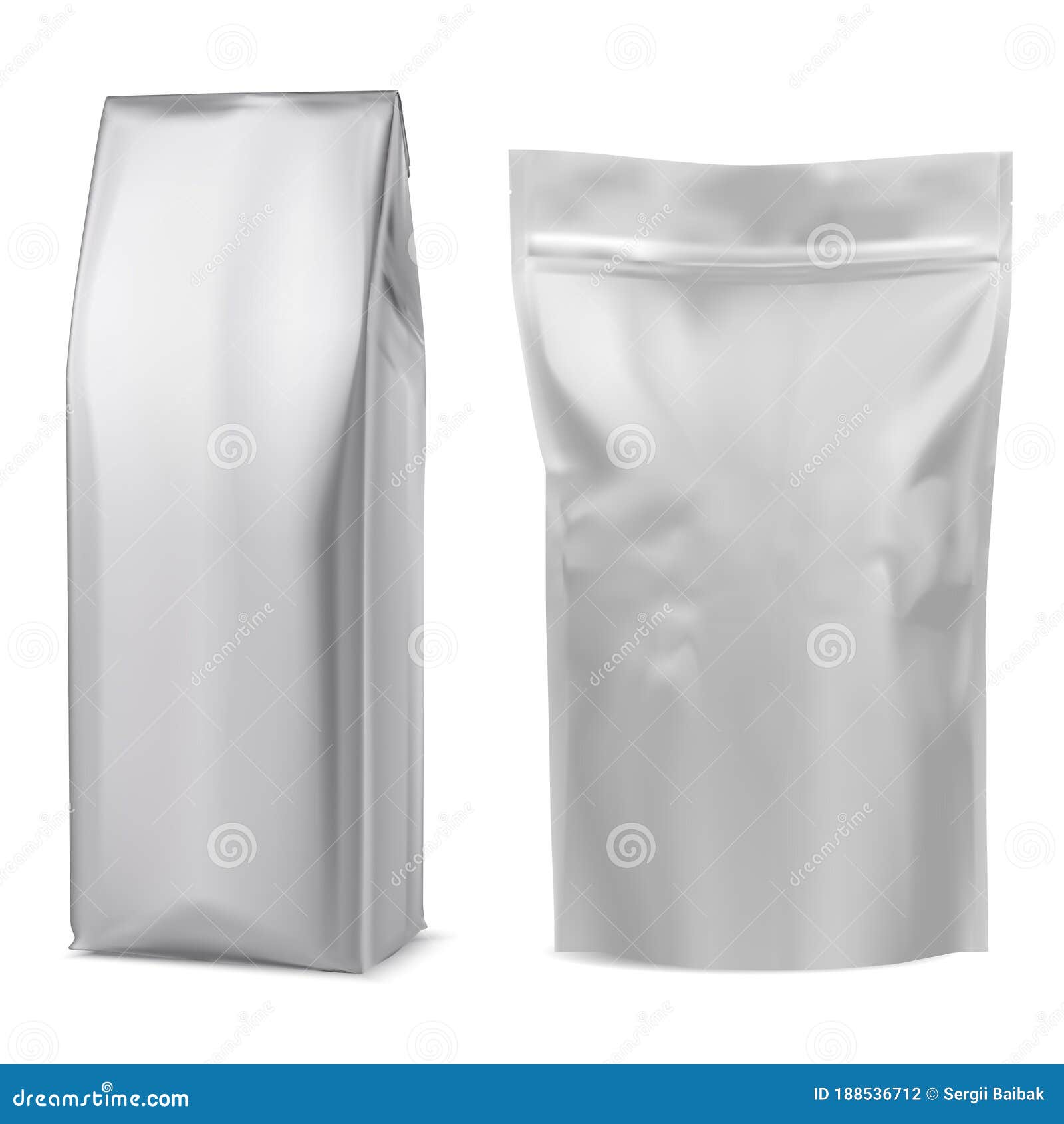 Download Foil Coffee Bag Mockup. White Pouch. 3d Package Stock Vector - Illustration of consume, flow ...