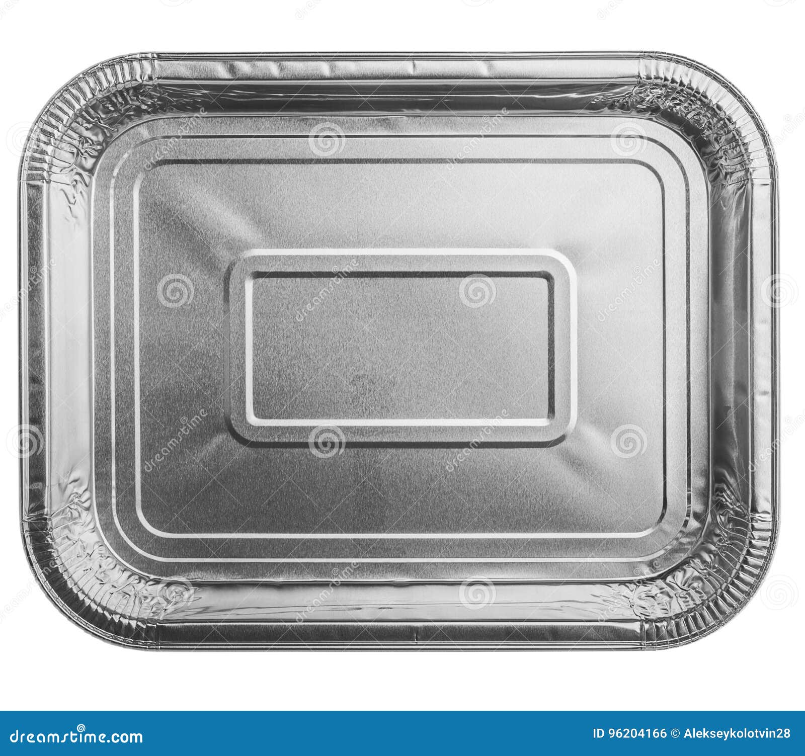 Foil Food Container Tray Isolated on White/ Top View Stock Photo