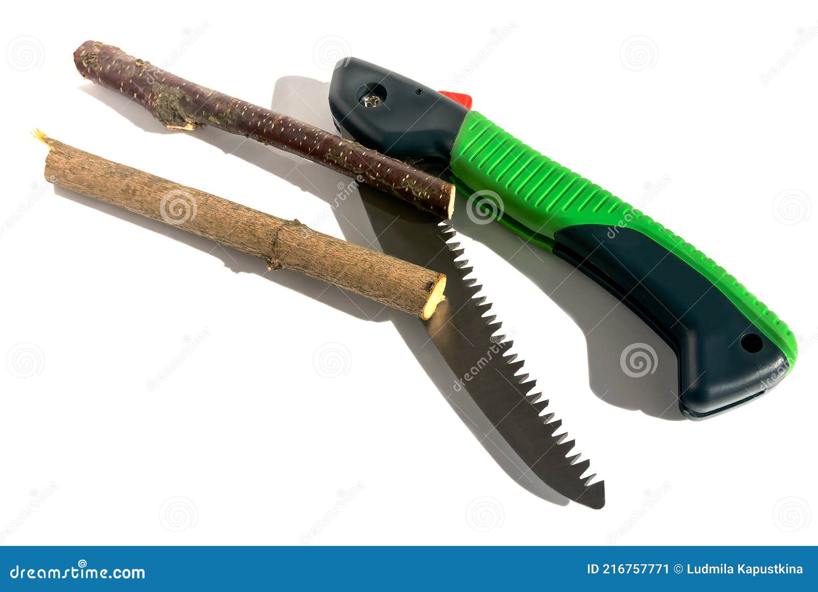 Foldable Compact Handheld Toothed Garden Saw for Pruning Plants, Branches. Stock Image Image