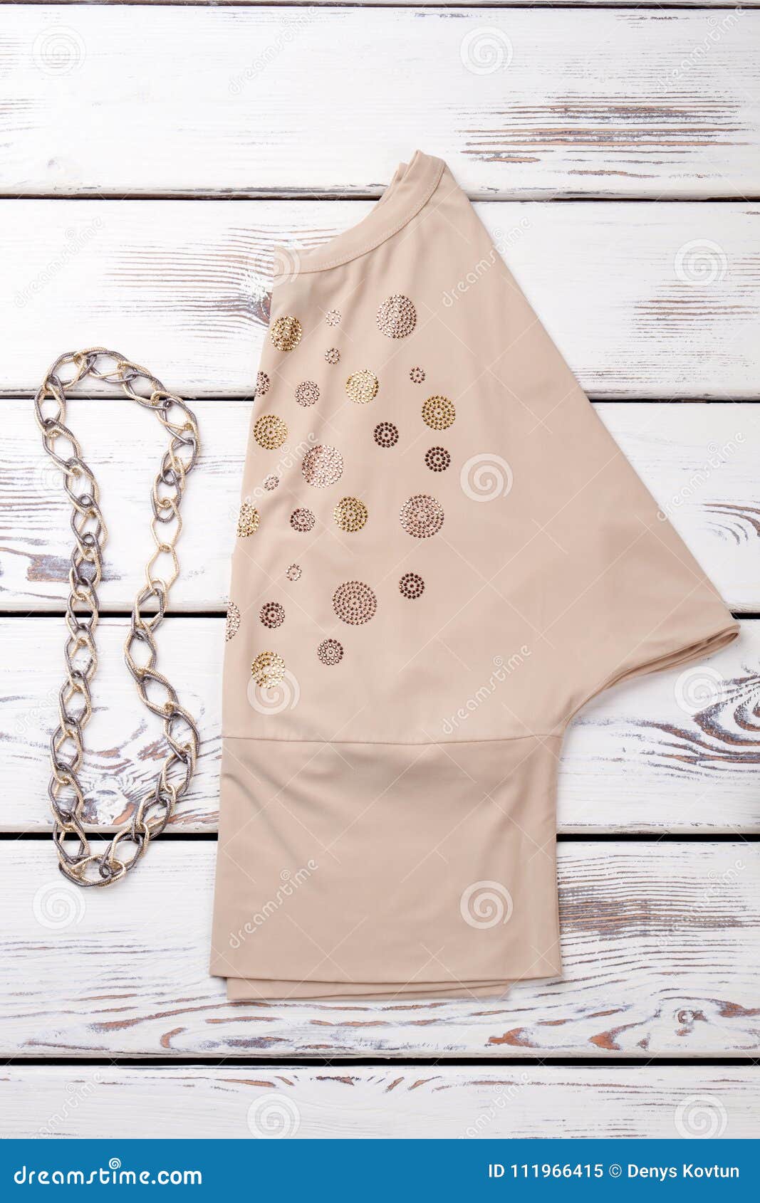 Folded Beige Blouse and Chain Necklace. Stock Image - Image of classic ...