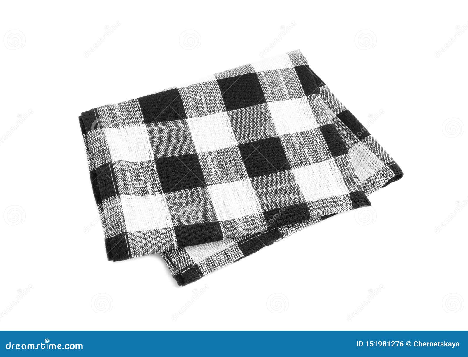 Folded Black Checkered Kitchen Towel on White Stock Photo Image of