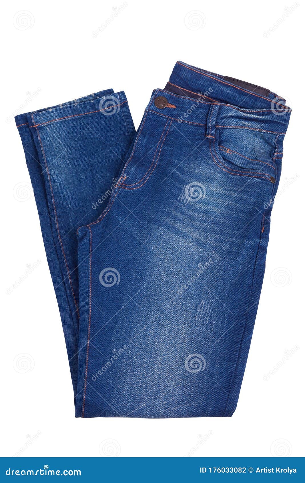 Folded Blue Denim Jeans Isolated on White Background Stock Photo ...