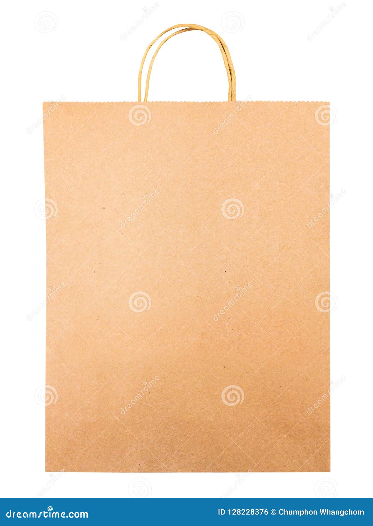 Folded Brown Paper Bag Isolated on White Background. Shopping Bag