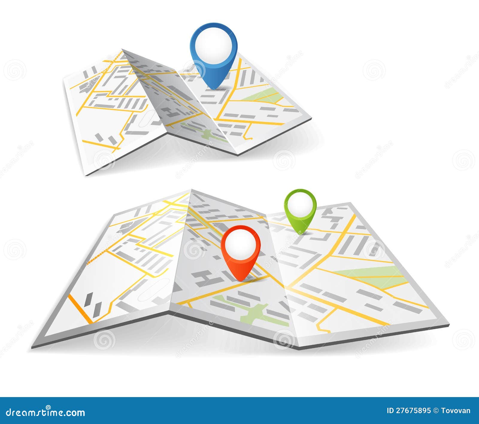 Folded maps stock vector. Illustration of navigation - 27675895