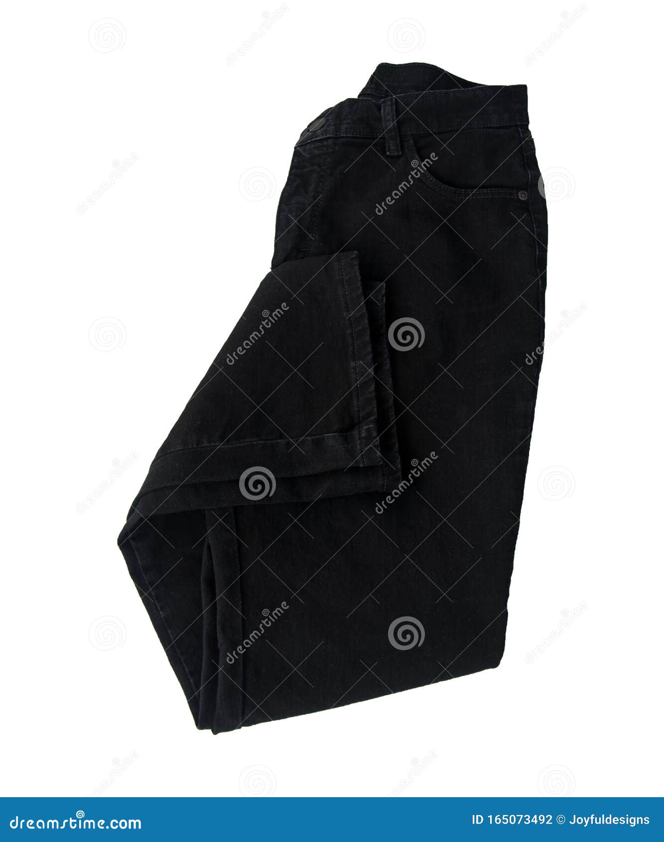 Folded Pair of Black Denim Pants Isolated Stock Photo - Image of slacks ...