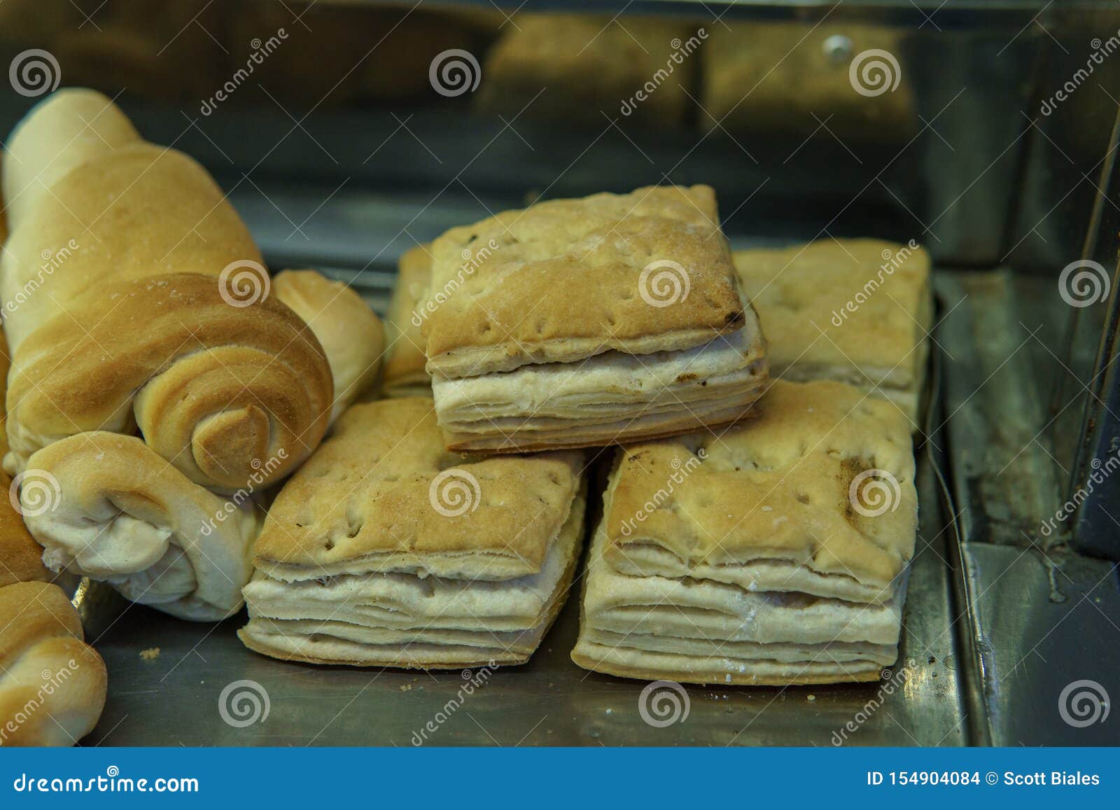folded pastries being sold in store
