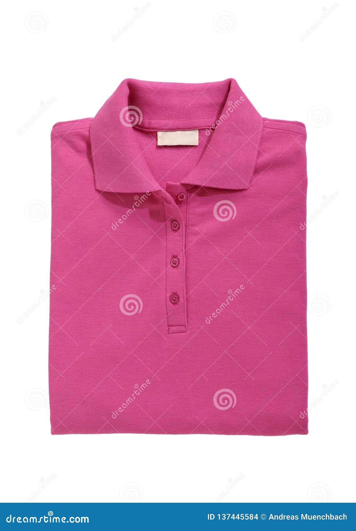 Folded Polo Shirt Pink Isolated on White Stock Photo - Image of cotton ...