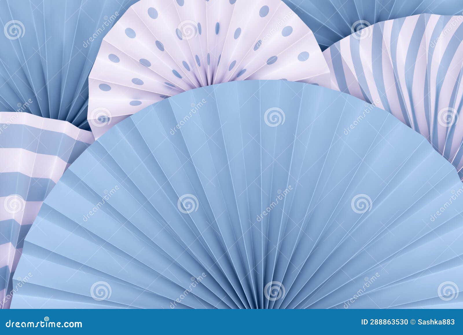 Folded Round Blue and White Paper Fan Background Stock Photo Image of