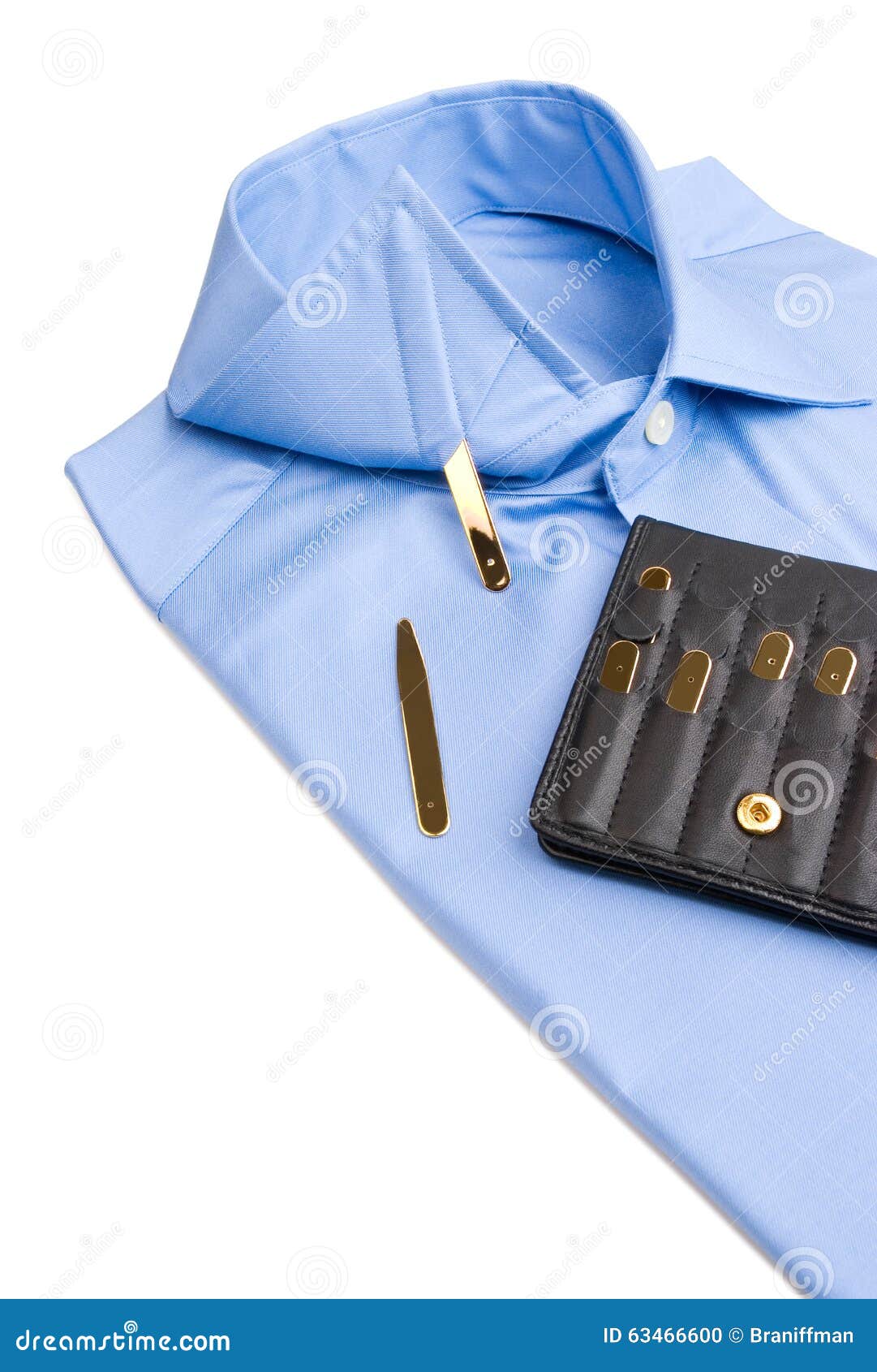 Folded Shirt with Gold Collar Stays Stock Photo Image of folded, blue