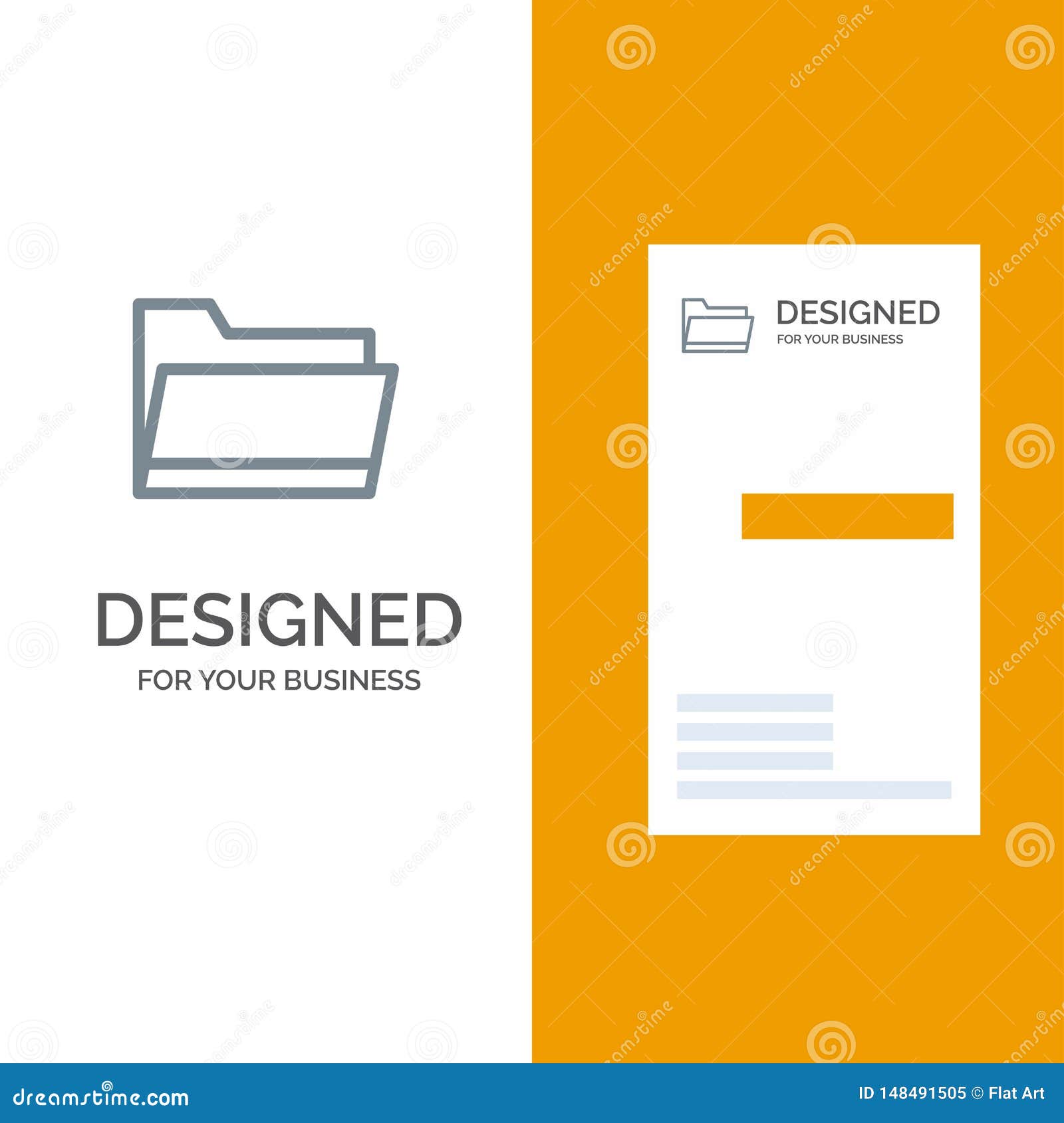 Folder, Open, Data, Storage Grey Logo Design and Business Card In Business Card Template Open Office