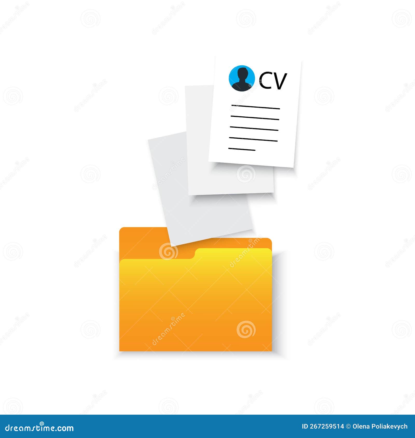 Folder with Personal Files. Resume Cv File. Vector Illustration Stock Illustration