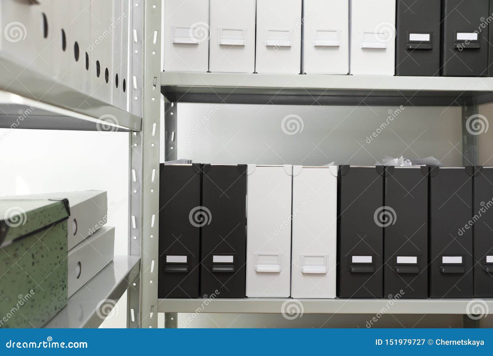 Folders with Documents on Shelves Stock Image Image of paper