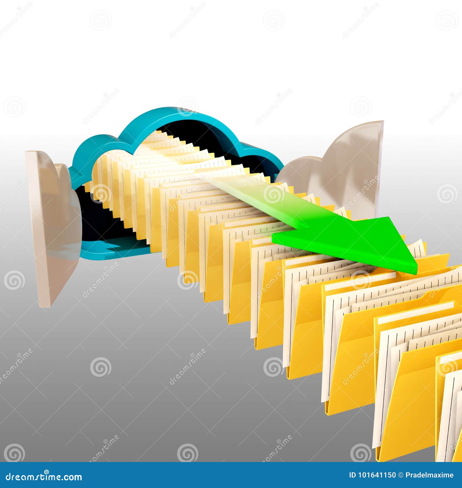 folders poping out from a cloud