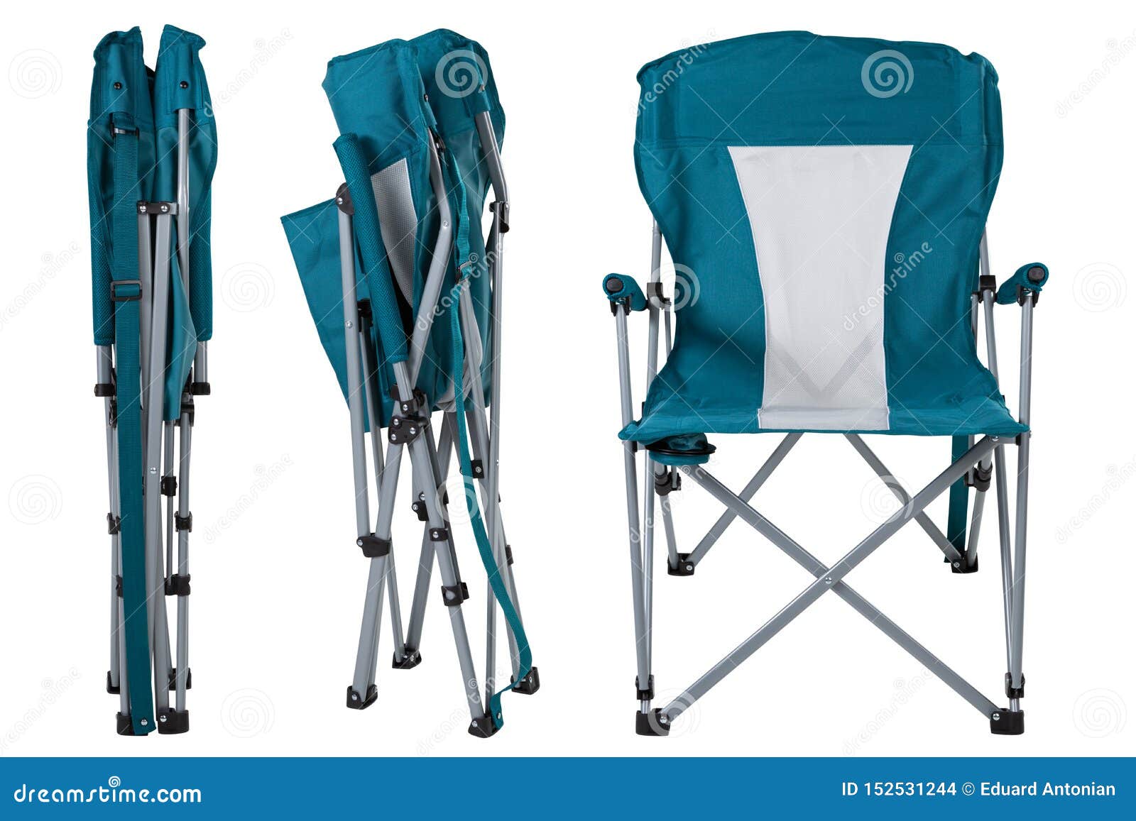 folding chair for camping or fishing, three folding positions, concept, on a white background