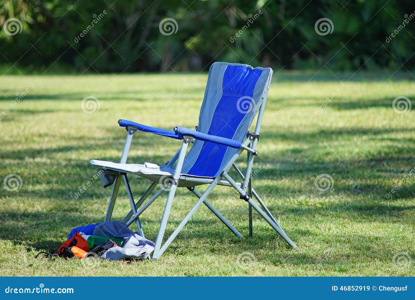 A Folding Chair On Soccer Field Stock Image Image Of Seat Camp