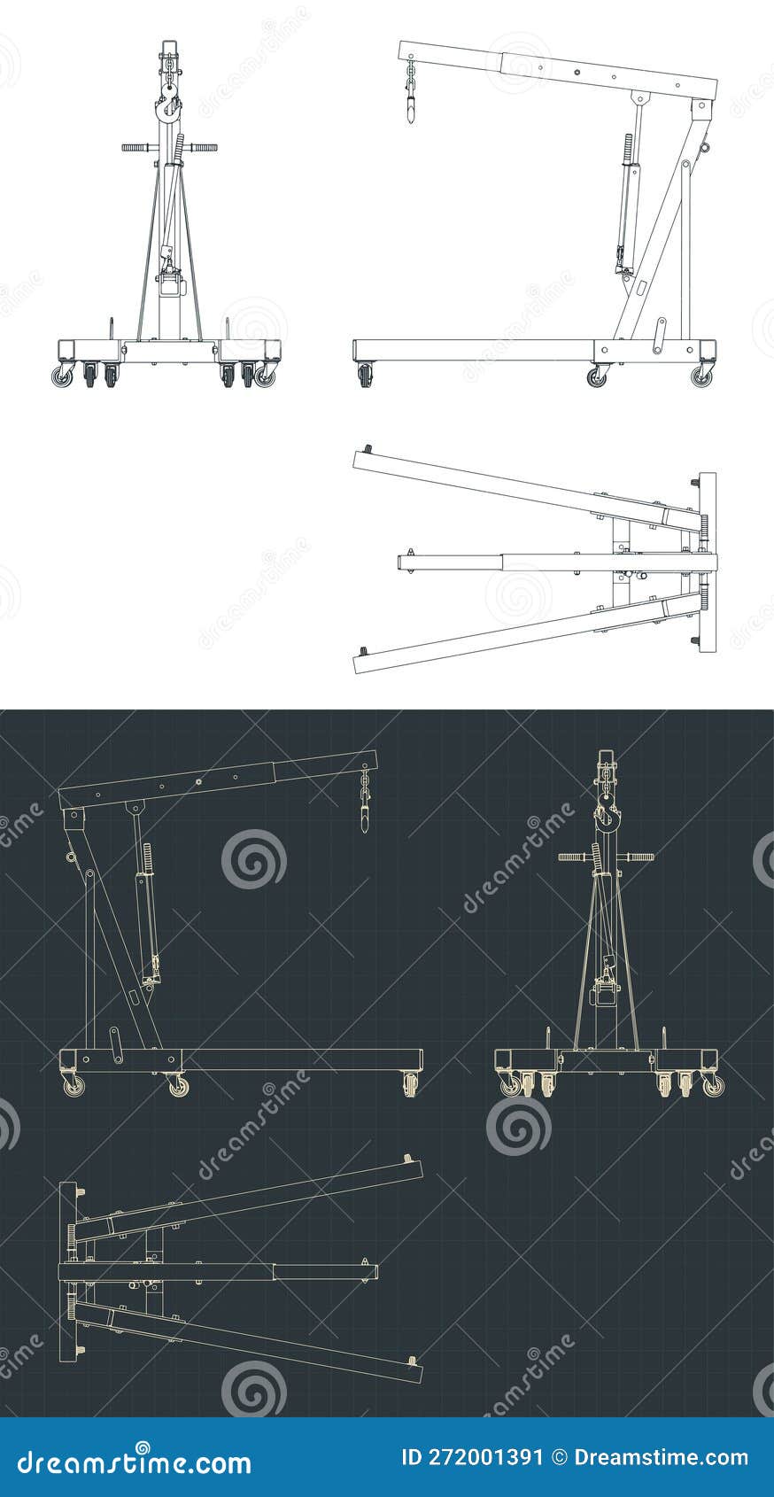 Folding Engine Crane Blueprints Stock Vector Illustration of
