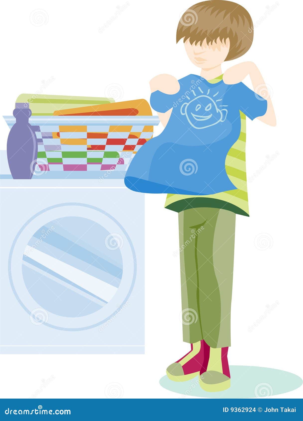 Folding Laundry stock vector. Illustration of child, folding - 9362924