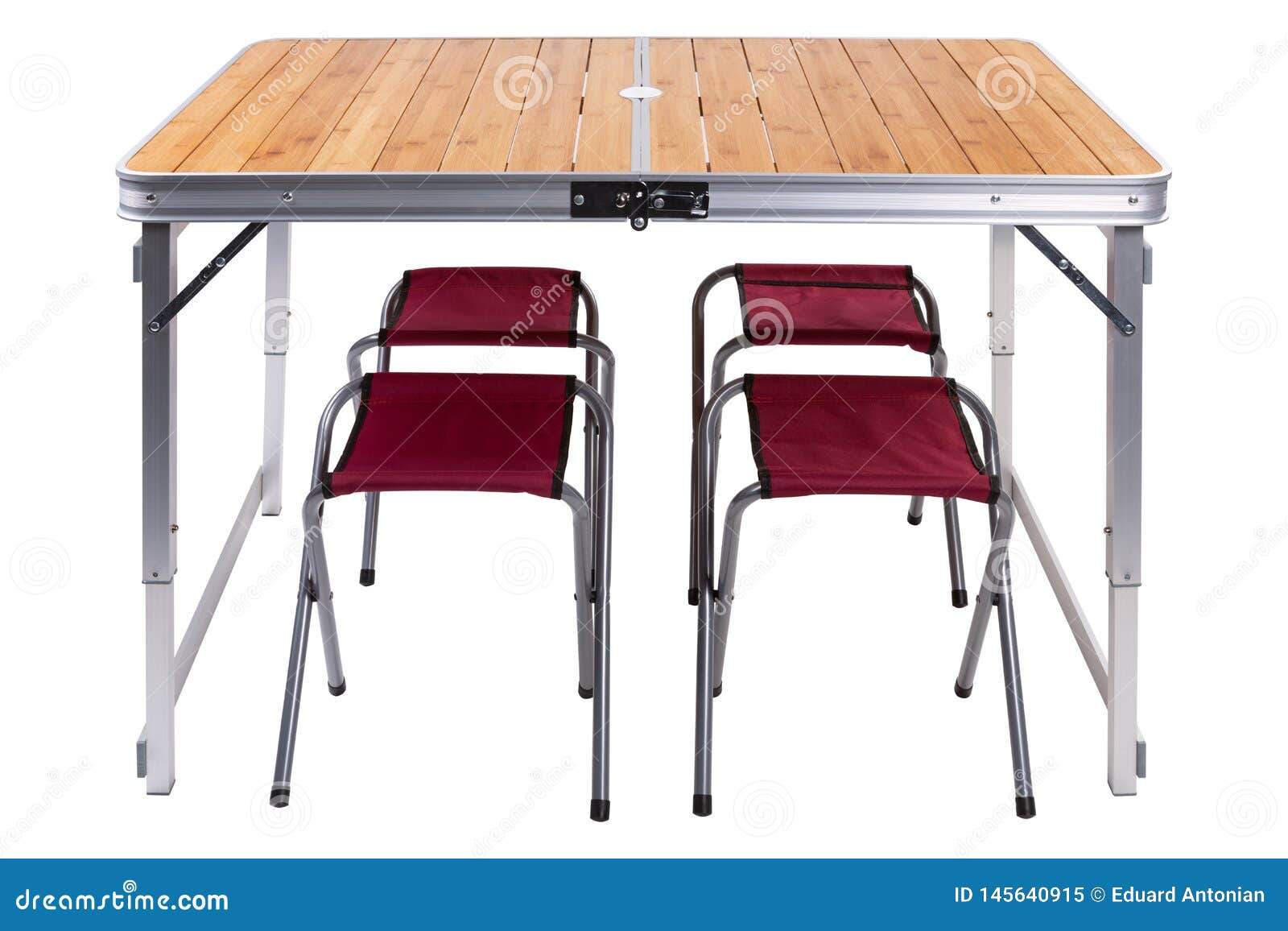 Folding Picnic Table Set In A High Position There Are Chairs