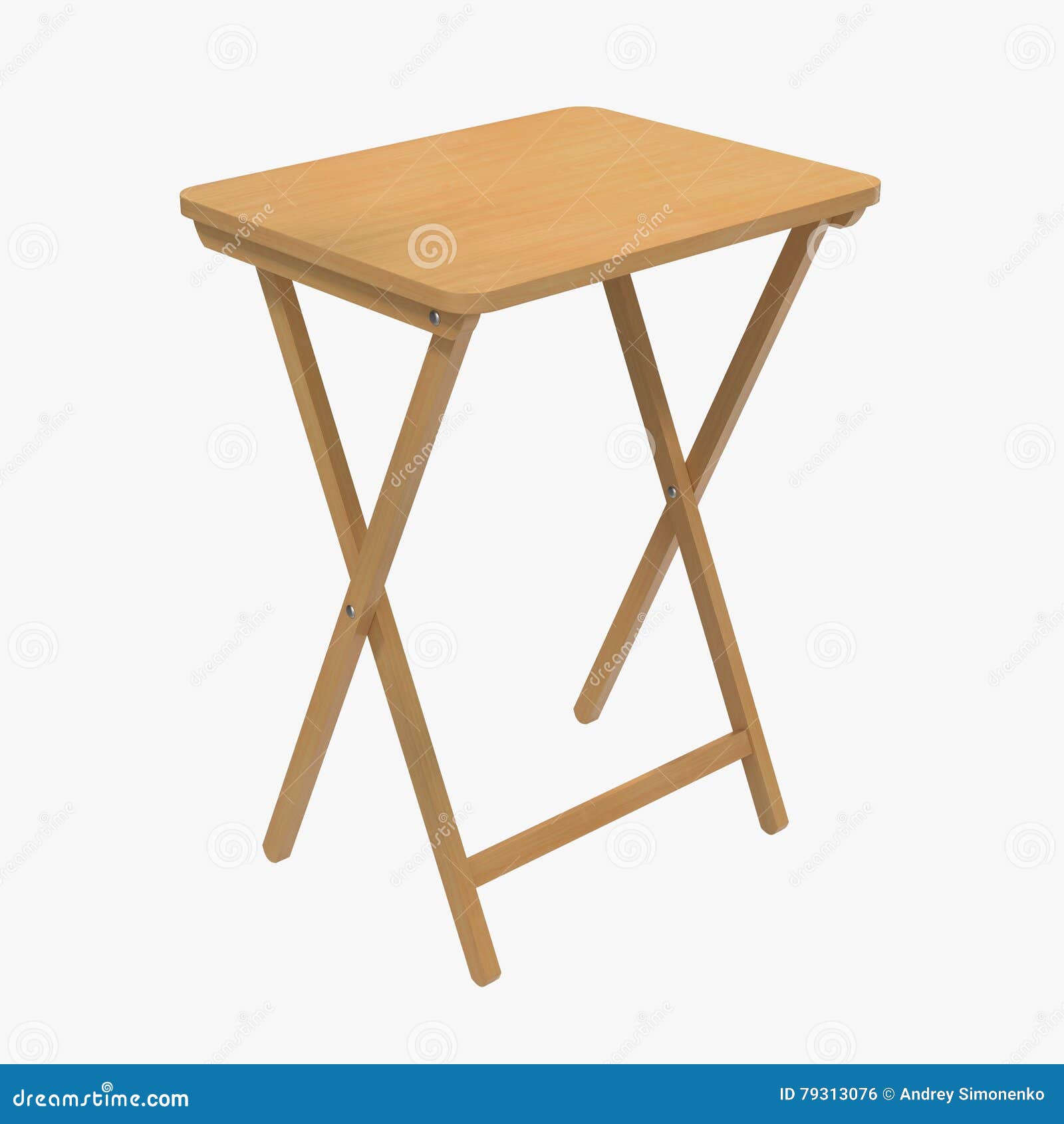 Folding Wooden Table on a White. 3D Illustration Stock Illustration