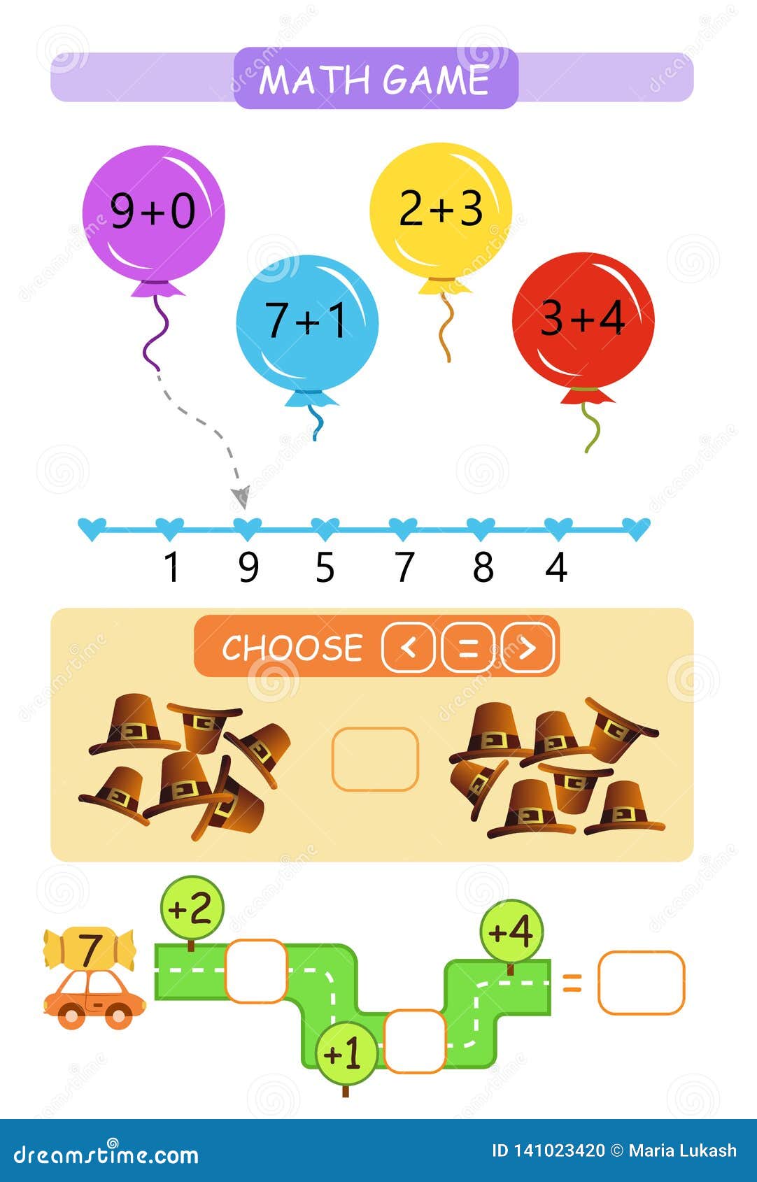 Jogo Educacional Da Matemática Para Crianças Atividade De Harmonização Da  Matemática Contando O Jogo Para Crianças, Adição Ilustração do Vetor -  Ilustração de elementar, professor: 102858624