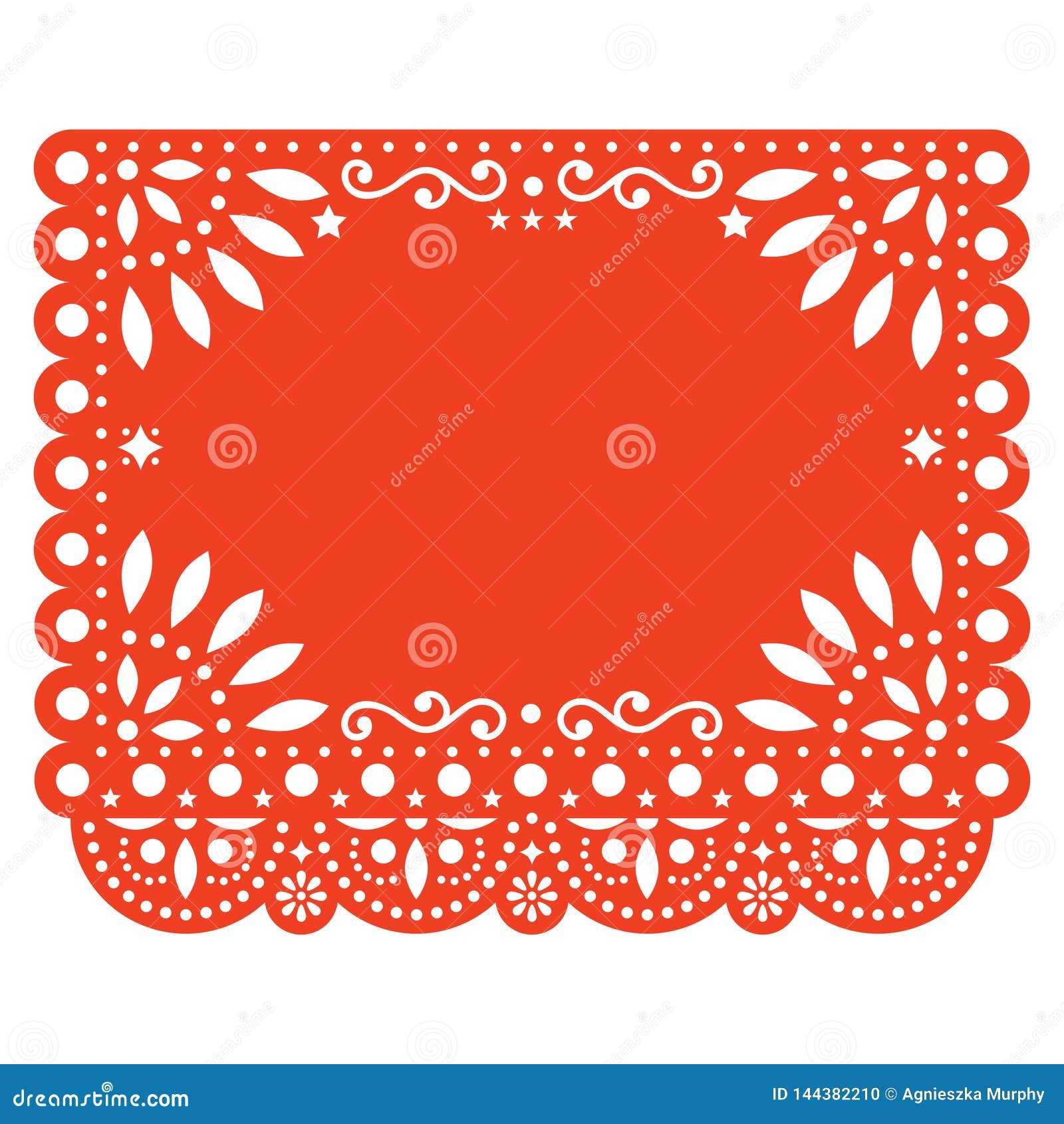 papel picado  floral template  with abstract s, mexican paper decorations pattern in orange, traditional fiesta b