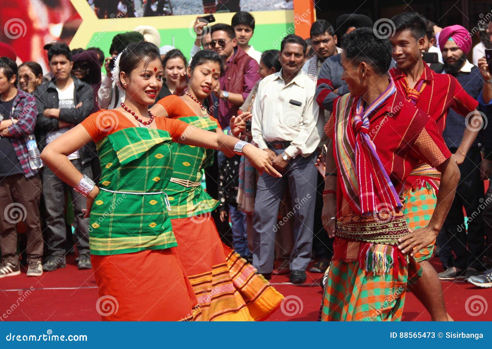 Folk Dance of Assam, India editorial stock photo. Image of north - 88565473